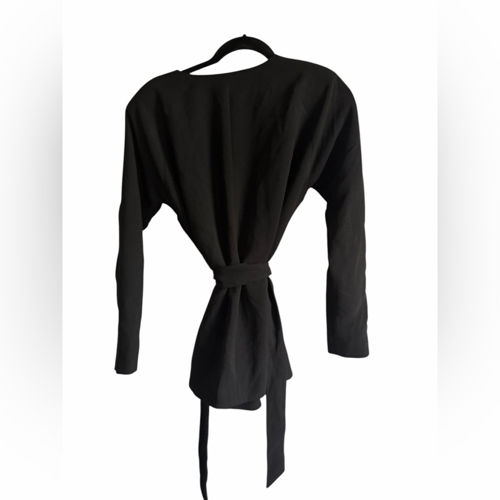 Michael Costello x Revolve Black Long Sleeve Tie Waist Blazer Wrap Size Small - Picture 6 of 9